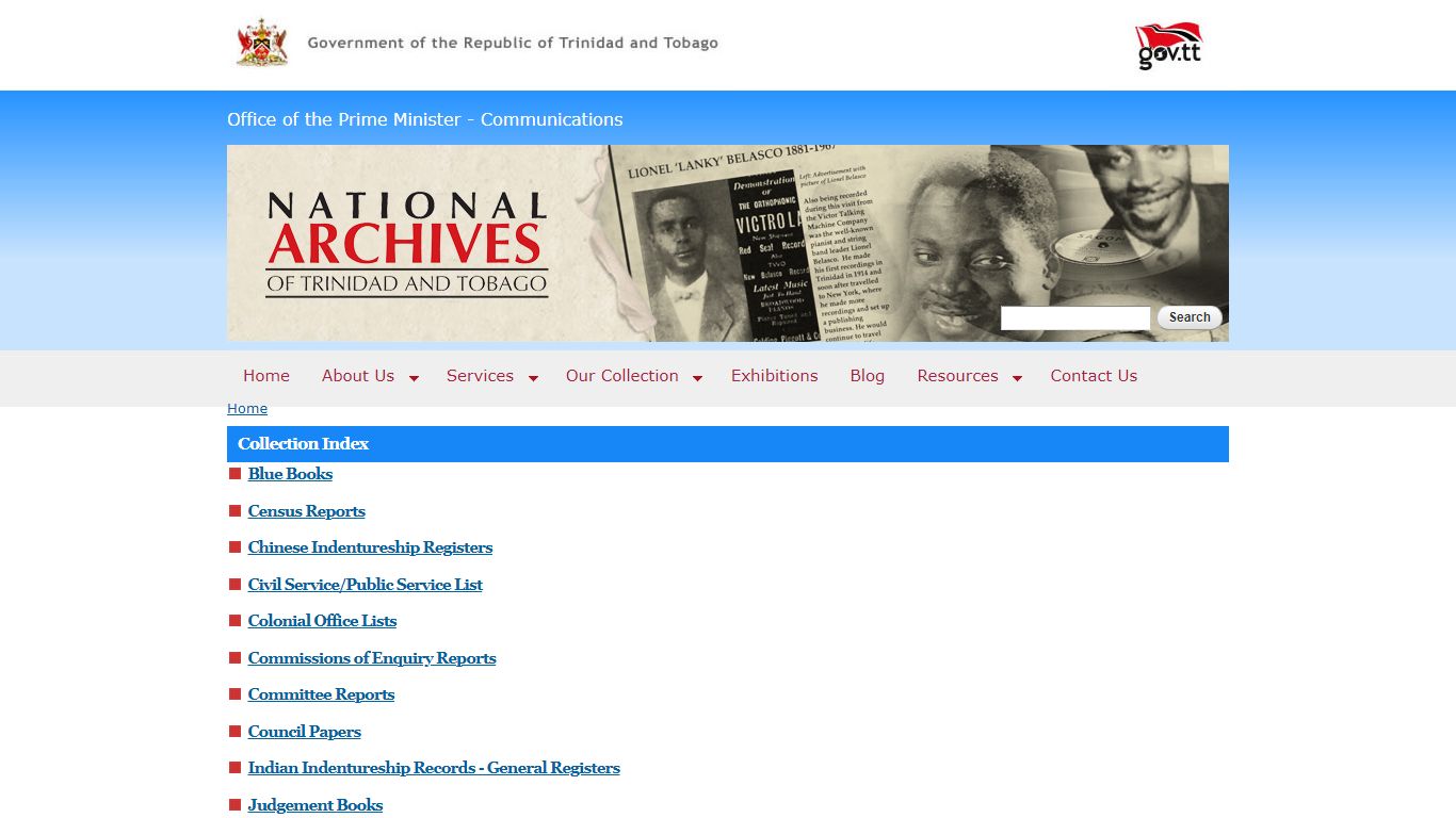Collection Index | National Archives of Trinidad and Tobago
